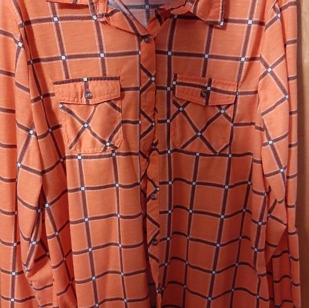 Thin flannel button down top